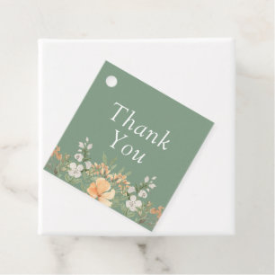 Étiquettes Cadeau Basil, Pêche et Mariage floral blanc