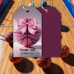 Étiquettes-cadeau Basket-ball rose Baby shower de la balle de la bou