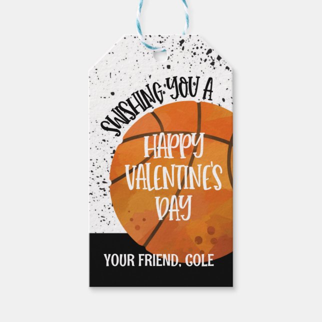 Étiquettes-cadeau Basket-ball Valentine Card Favoriser la balise (Devant)