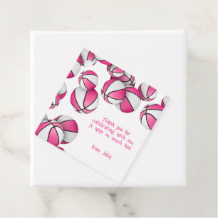 Étiquettes Cadeau basket blanc rose filles anniversaire merci