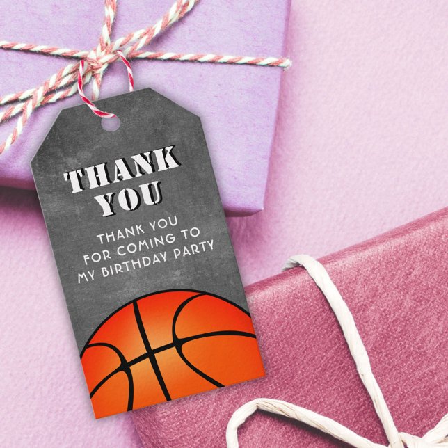 Étiquettes-cadeau Basketball Ball Chalkboard Anniversaire Merci (Créateur téléchargé)