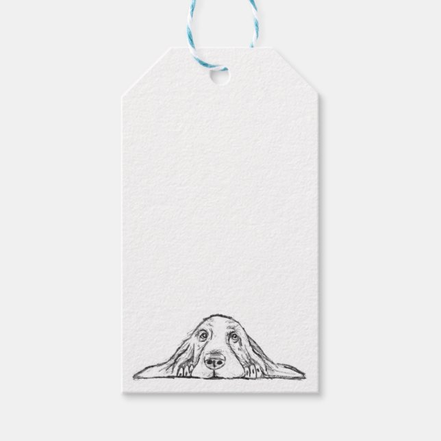 Étiquettes-cadeau basset blanc (Devant)