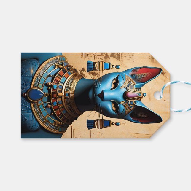 Étiquettes-cadeau Bastet l'ancien Dieu égyptien des chats (Devant (Horizontal))