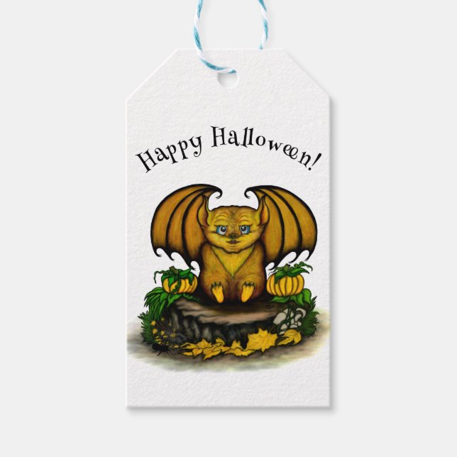 Étiquettes-cadeau Bat d'Halloween mignonne (Devant)