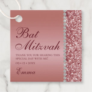 Étiquettes Cadeau Bat mitzvah de Parties scintillant rose Gold
