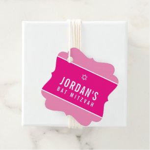 Étiquettes Cadeau BAT MITZVAH simple moderne amusant rose vif