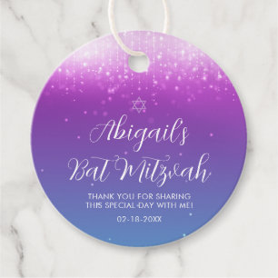 Étiquettes Cadeau Bat mitzvah Turquoise Glam Purple
