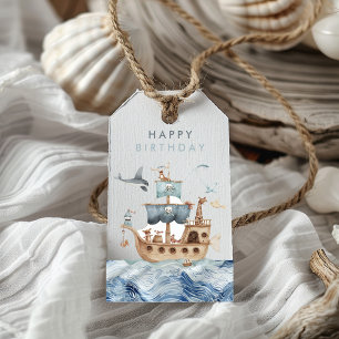 Étiquettes-cadeau Bateau pirate avec Animaux Fête des enfants