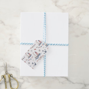 Étiquettes-cadeau Bateaux à voile de la fête nationale côtière Phare