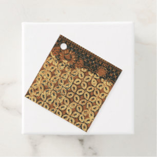 Étiquettes Cadeau Batik Earthy Grain de Café Élégant Rustique Rugueu