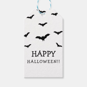 Étiquettes-cadeau Bats noirs et blanc mignon Halloween Party Chic