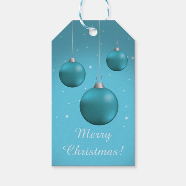 Étiquettes-cadeau Baubles de Noël bleus (Devant)