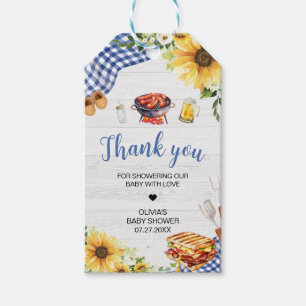Étiquettes-cadeau BBQ Baby shower BBQ Sunflower Bleu Favoriser les é