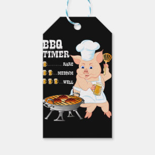 Étiquettes-cadeau BBQ   BBQ Timer Pig Grill Barbecue Beer Lover Men