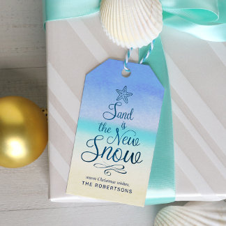 Étiquettes-cadeau Beach Le Sable De Noël Est La Nouvelle Neige