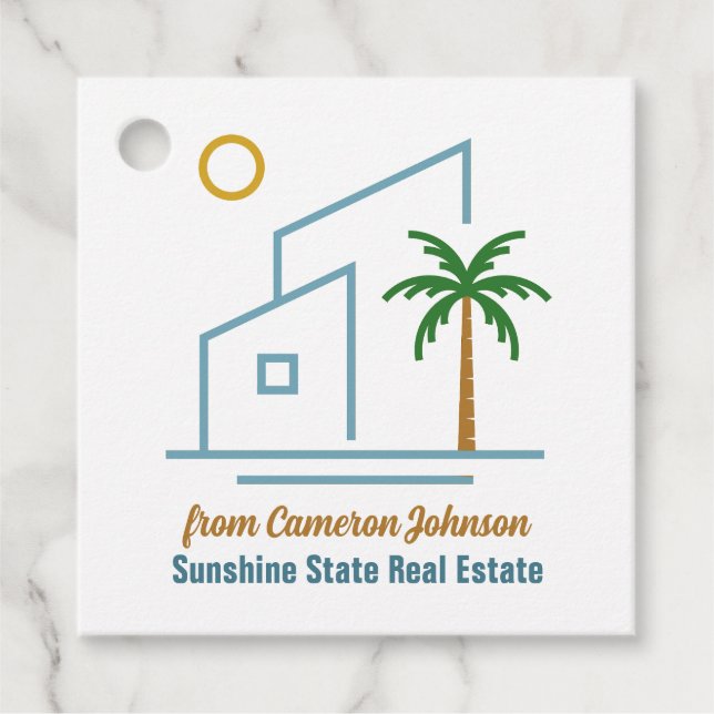 Étiquettes Cadeau Beach Real Estate Company Cute Personnalisable (Devant)