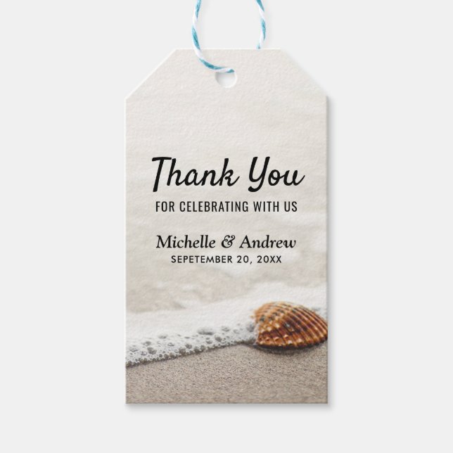 Étiquettes-cadeau Beach Waves Merci Mariage (Devant)