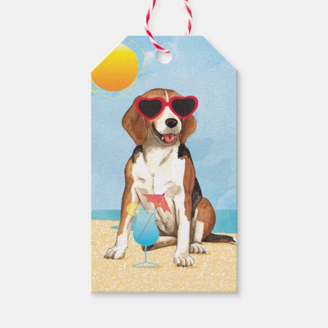 Étiquettes-cadeau Beagle d'été (Devant)