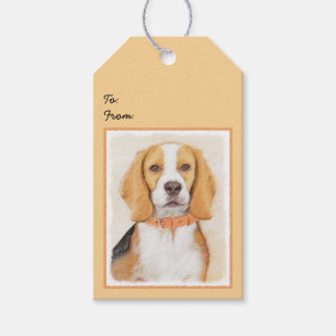 Étiquettes-cadeau Beagle Hound Dog Peinture Animal Art original