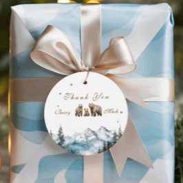 Étiquettes Cadeau Bear Adventure Snowy Mountains Baby shower