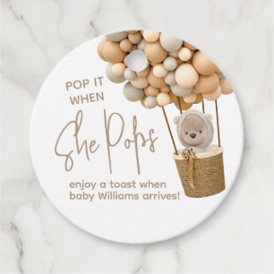 Étiquettes Cadeau Bear Balloons Moderne Baby shower Pop quand
