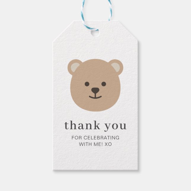 Étiquettes-cadeau Bear Face Merci Classic Round Sticker (Devant)