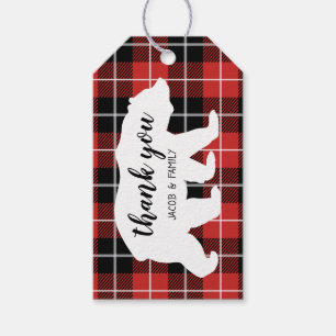 Étiquettes-cadeau Bear Flannel Plaid Motif Anniversaire