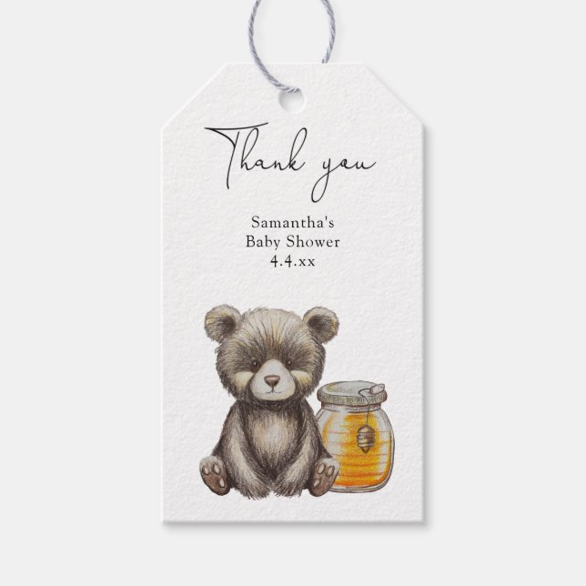 Étiquettes-cadeau Bear Merci baby shower (Devant)