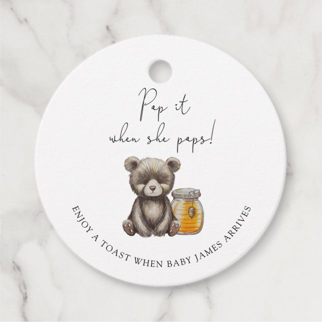 Étiquettes Cadeau Bear Pop it quand elle popote baby shower (Devant)