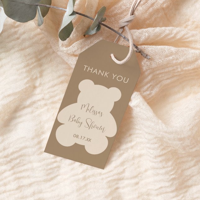 Étiquettes-cadeau Bearly Wait Beige Baby Shower Thank You (Créateur téléchargé)