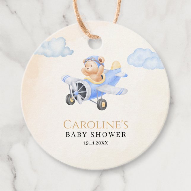 Étiquettes Cadeau Bearly Wait Flying Bear Sexe Baby shower neutre (Devant)