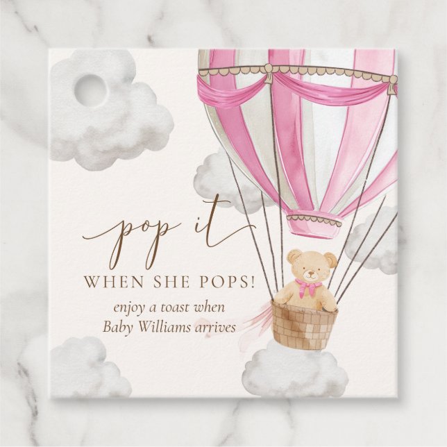 Étiquettes Cadeau Bearly Wait Teden Ours Rose Pop It Quand Elle Pops (Devant)