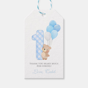Étiquettes-cadeau Beary First Teddy Bear Boy Birthday Party faveur