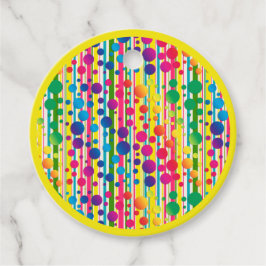 Étiquettes Cadeau [Beatnik Bubbles] Polka rétro Point rayé Jaune