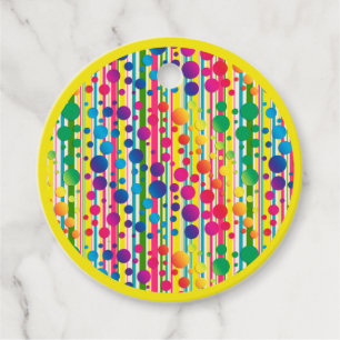 Étiquettes Cadeau [Beatnik Bubbles] Polka rétro Point rayé Jaune