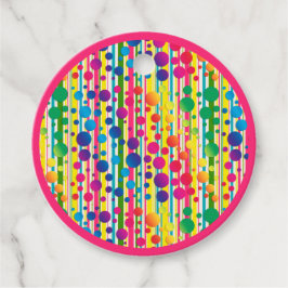 Étiquettes Cadeau [Beatnik Bubbles] Polka rétro Point rayé rose