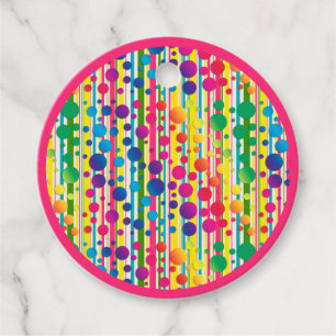 Étiquettes Cadeau [Beatnik Bubbles] Polka rétro Point rayé rose