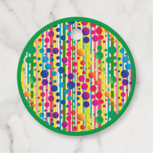 Étiquettes Cadeau [Beatnik Bubbles] Polka rétro point rayé vert