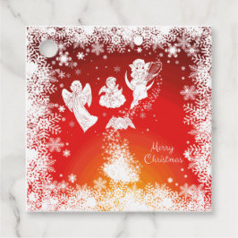 Étiquettes Cadeau Beau Anges de Noël Volant-Blanc Neige-Rouge