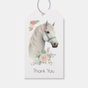 Étiquettes-cadeau Beau Cheval Blanc Boho Merci Floral