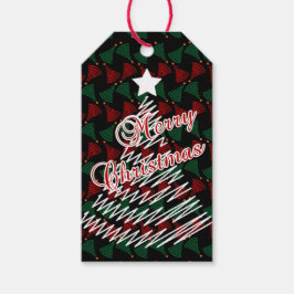 Étiquettes-cadeau Beau Joyeux Scribble Design Arbre de Noël
