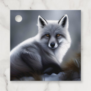 Étiquettes Cadeau Beau renard argenté