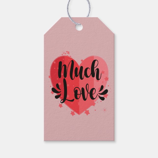 Étiquettes-cadeau Beaucoup d'amour grand coeur (Devant)