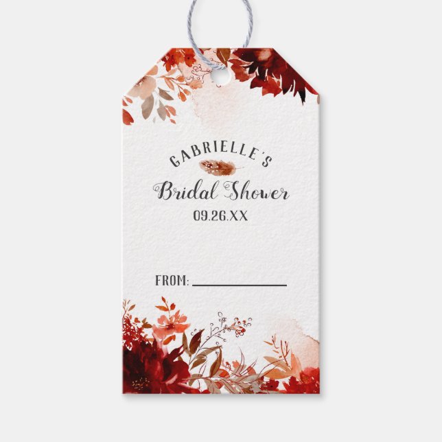 Étiquettes-cadeau Beauté rustique Floral Bordure nuptiale douche (Devant)