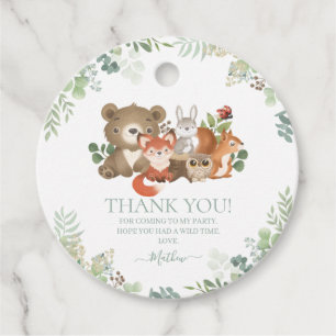 Étiquettes Cadeau Beaux animaux de bois Baby shower de verdure
