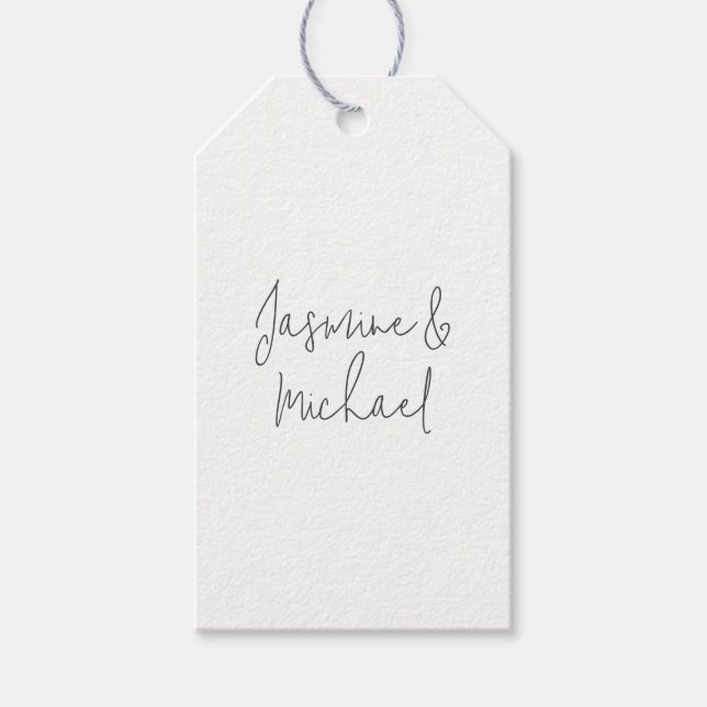 Étiquettes-cadeau Beaux Noms de Couple en Calligraphie Chic  (Devant)