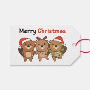 Étiquettes-cadeau Beaver Animaux de Noël Beavers Joyeux Noël G
