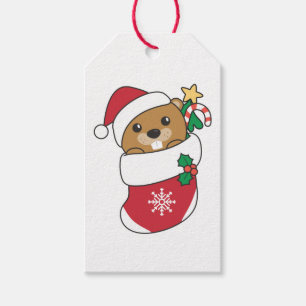 Étiquettes-cadeau Beaver Noël Neige Hiver Animaux Castor