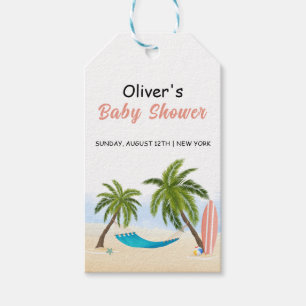Étiquettes-cadeau Bébé À Bord Du Baby shower De Surf De Plage