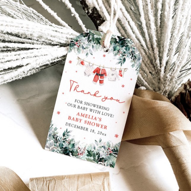 Étiquettes-cadeau Bébé au Père Noël rouge Linge de Noël pour Bébé Sh (Créateur téléchargé)